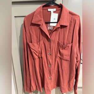 Burnt Orange Button-Up Shirt